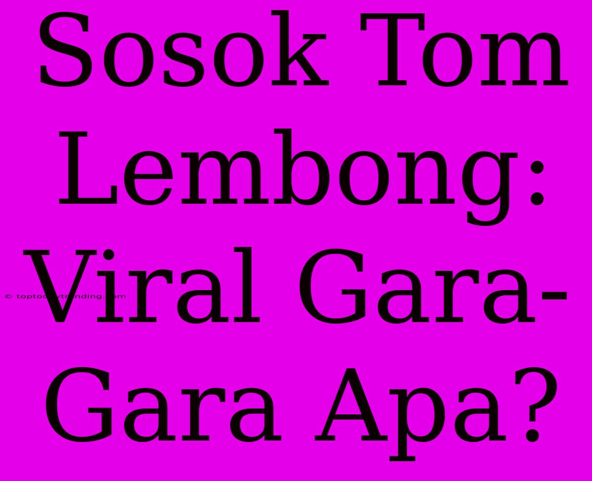 Sosok Tom Lembong: Viral Gara-Gara Apa?