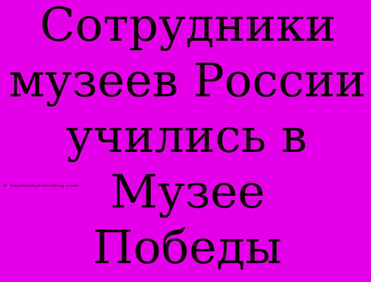 Сотрудники Музеев России Учились В Музее Победы