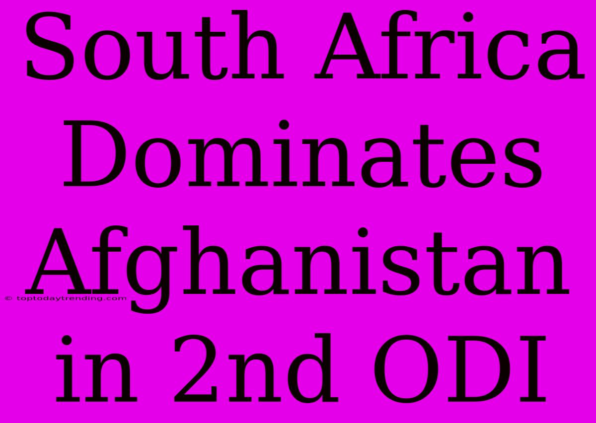 South Africa Dominates Afghanistan In 2nd ODI