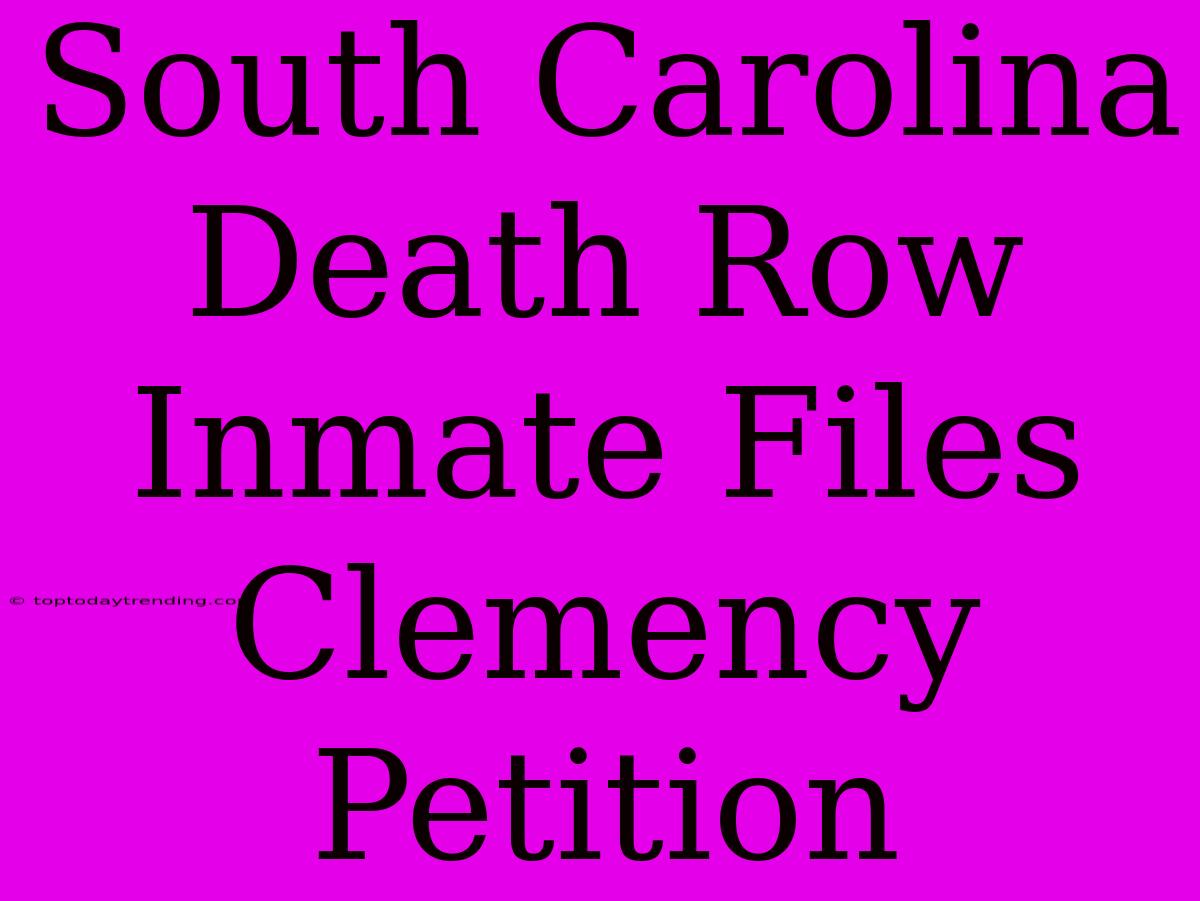 South Carolina Death Row Inmate Files Clemency Petition