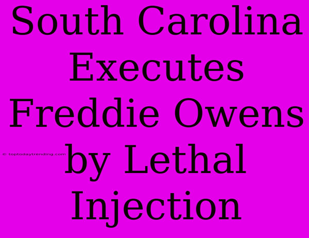 South Carolina Executes Freddie Owens By Lethal Injection