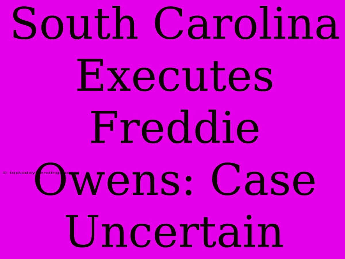 South Carolina Executes Freddie Owens: Case Uncertain