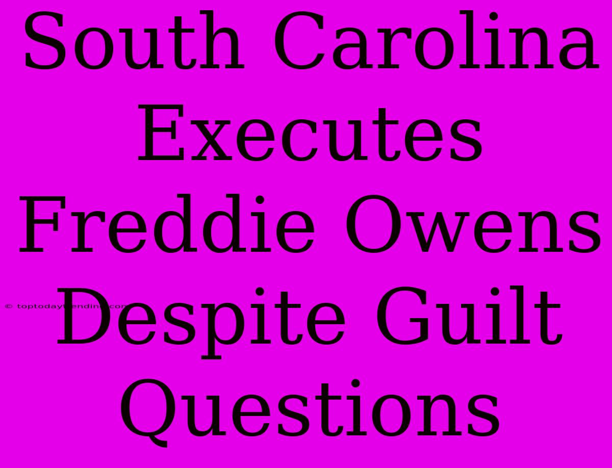 South Carolina Executes Freddie Owens Despite Guilt Questions