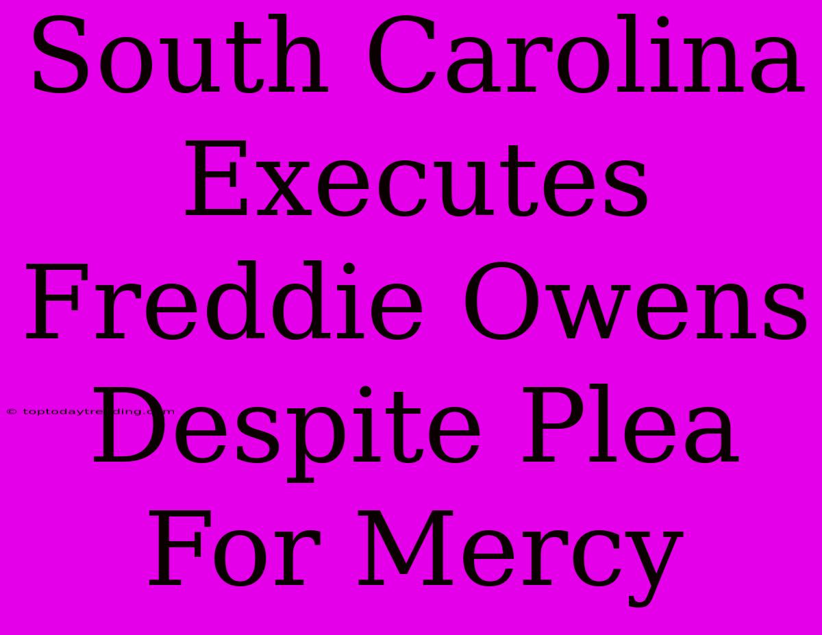 South Carolina Executes Freddie Owens Despite Plea For Mercy