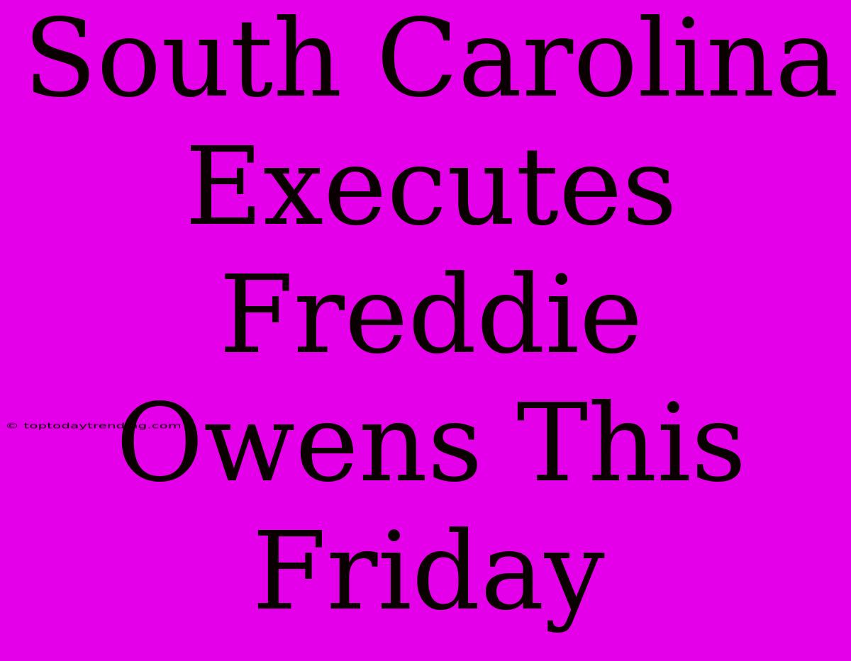 South Carolina Executes Freddie Owens This Friday