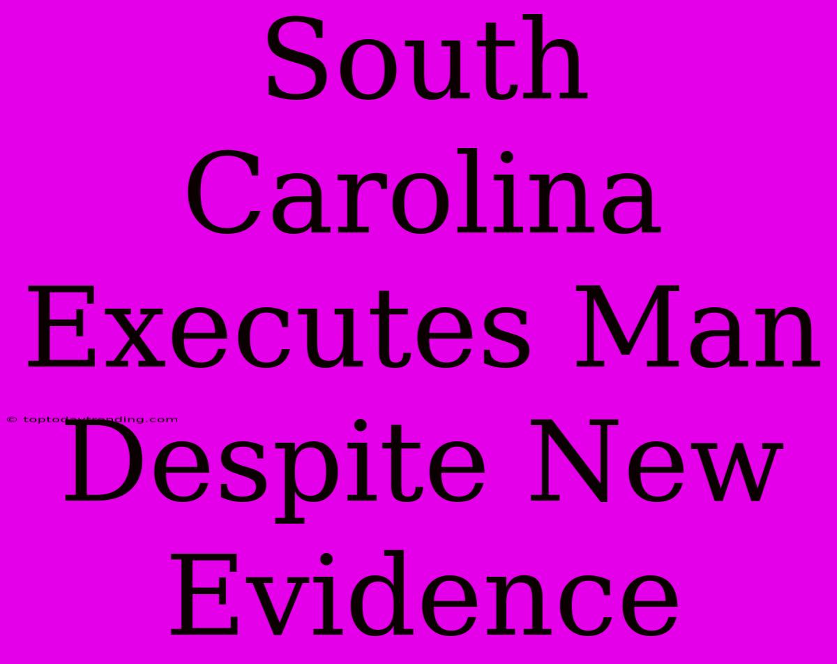 South Carolina Executes Man Despite New Evidence