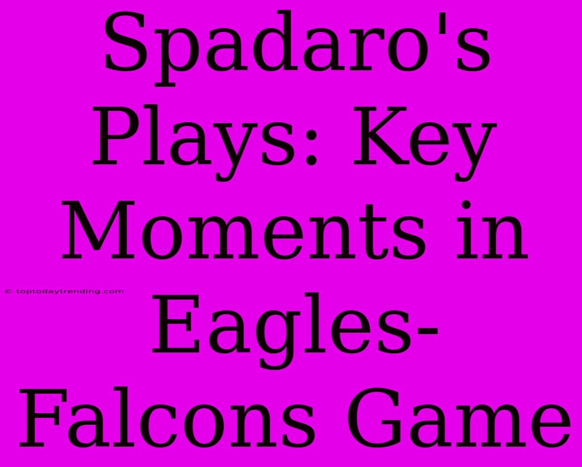 Spadaro's Plays: Key Moments In Eagles-Falcons Game