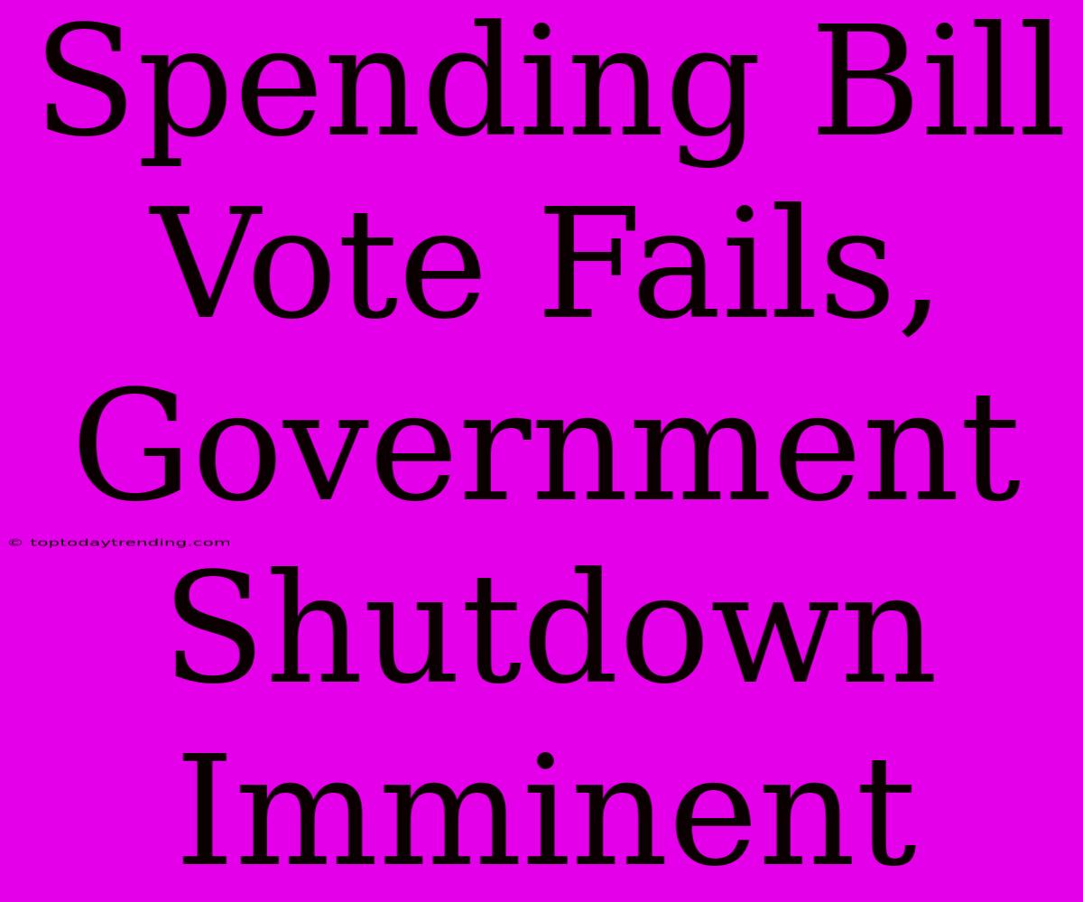 Spending Bill Vote Fails, Government Shutdown Imminent