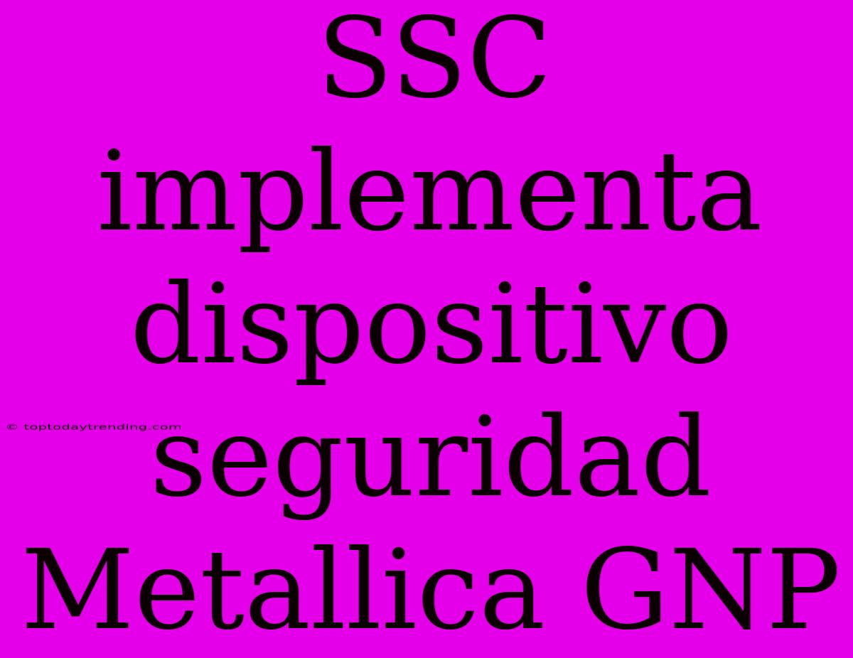 SSC Implementa Dispositivo Seguridad Metallica GNP