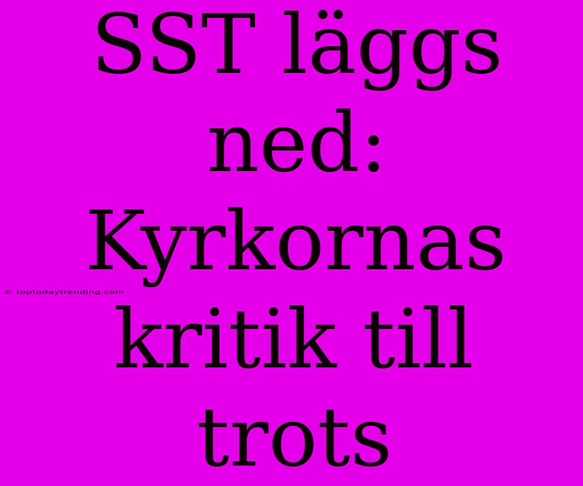 SST Läggs Ned: Kyrkornas Kritik Till Trots