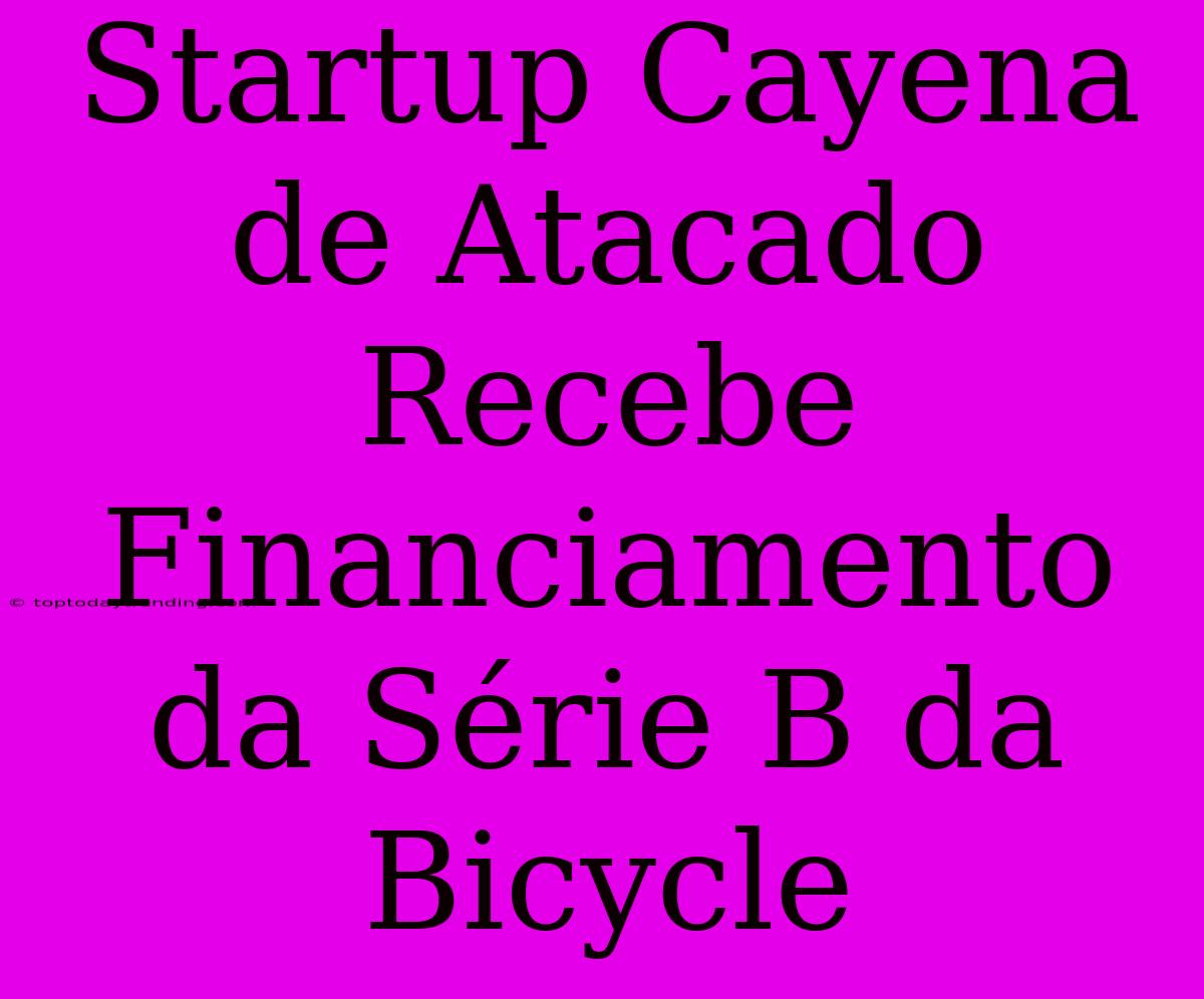 Startup Cayena De Atacado Recebe Financiamento Da Série B Da Bicycle