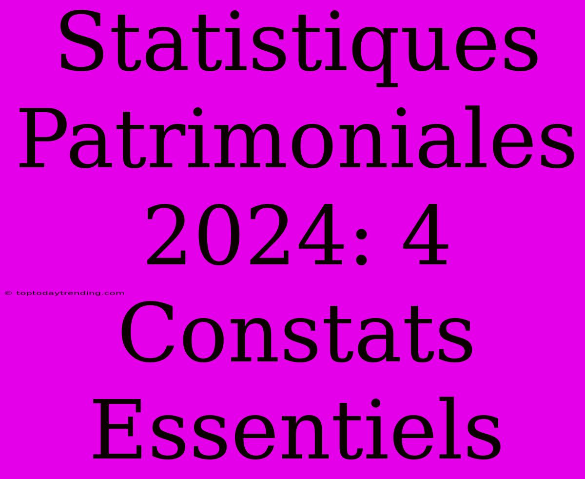 Statistiques Patrimoniales 2024: 4 Constats Essentiels