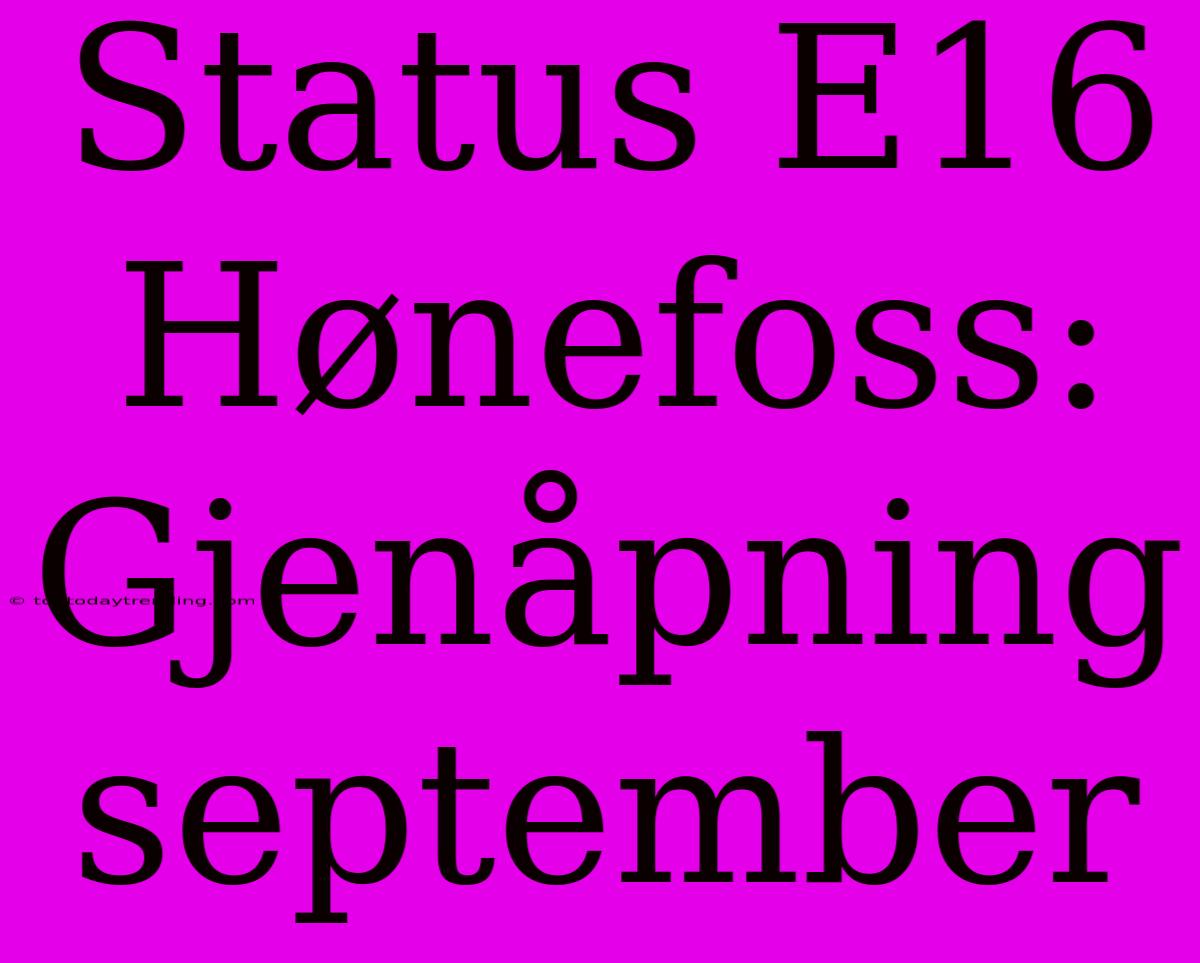 Status E16 Hønefoss: Gjenåpning September