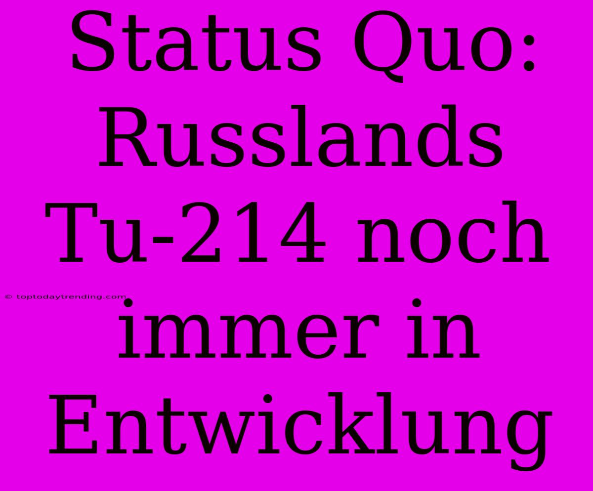 Status Quo: Russlands Tu-214 Noch Immer In Entwicklung