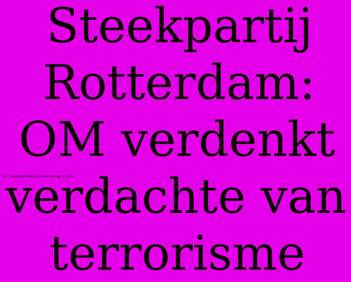 Steekpartij Rotterdam: OM Verdenkt Verdachte Van Terrorisme