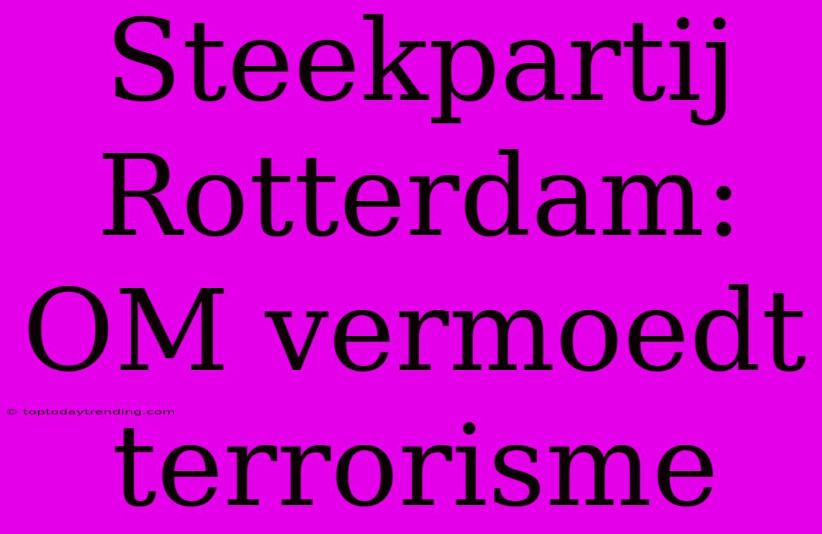 Steekpartij Rotterdam: OM Vermoedt Terrorisme