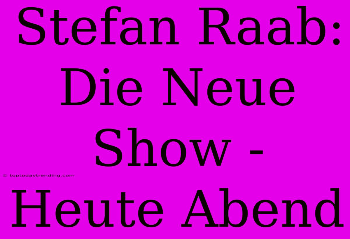 Stefan Raab: Die Neue Show - Heute Abend