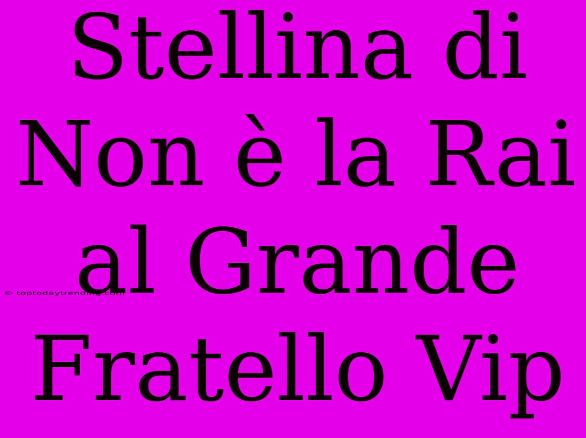 Stellina Di Non È La Rai Al Grande Fratello Vip