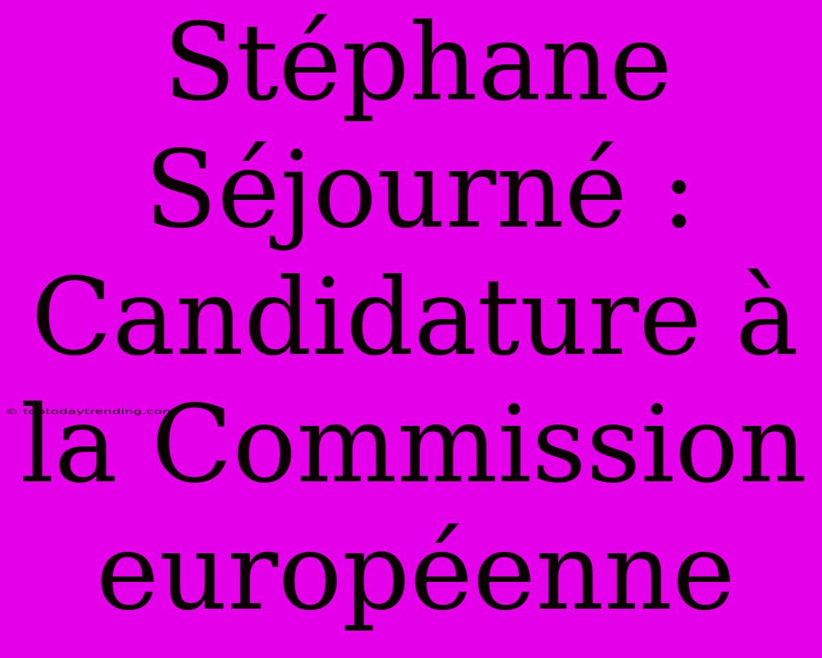 Stéphane Séjourné : Candidature À La Commission Européenne