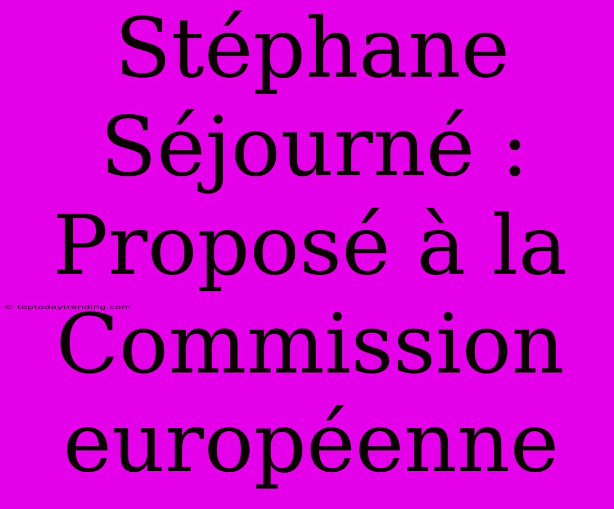 Stéphane Séjourné : Proposé À La Commission Européenne