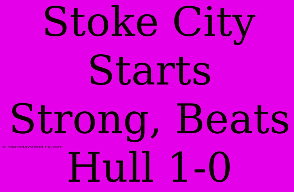 Stoke City Starts Strong, Beats Hull 1-0