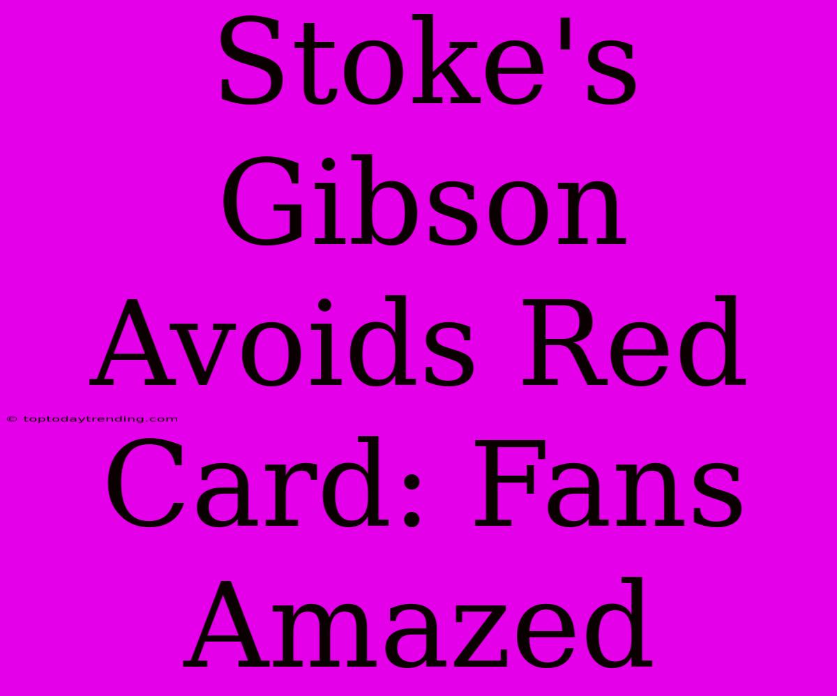 Stoke's Gibson Avoids Red Card: Fans Amazed