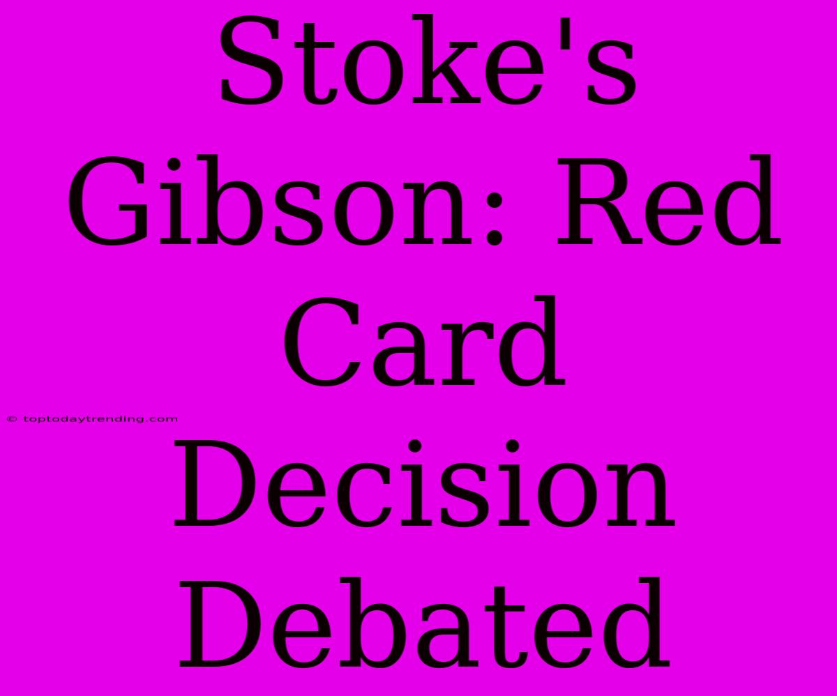 Stoke's Gibson: Red Card Decision Debated