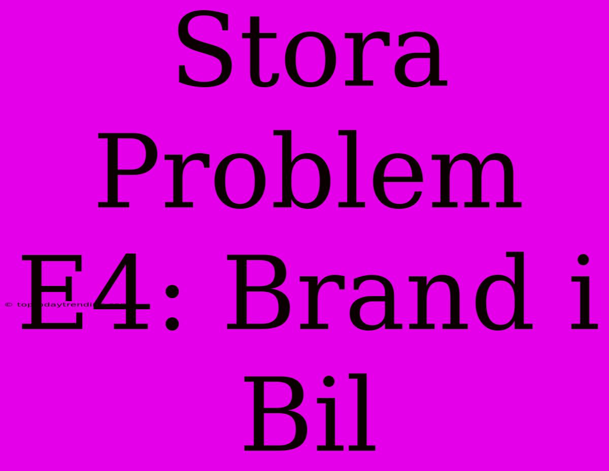 Stora Problem E4: Brand I Bil