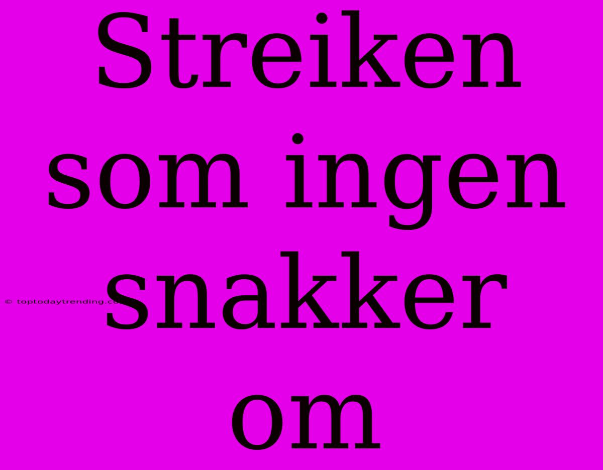 Streiken Som Ingen Snakker Om