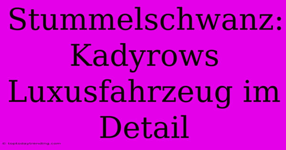 Stummelschwanz: Kadyrows Luxusfahrzeug Im Detail