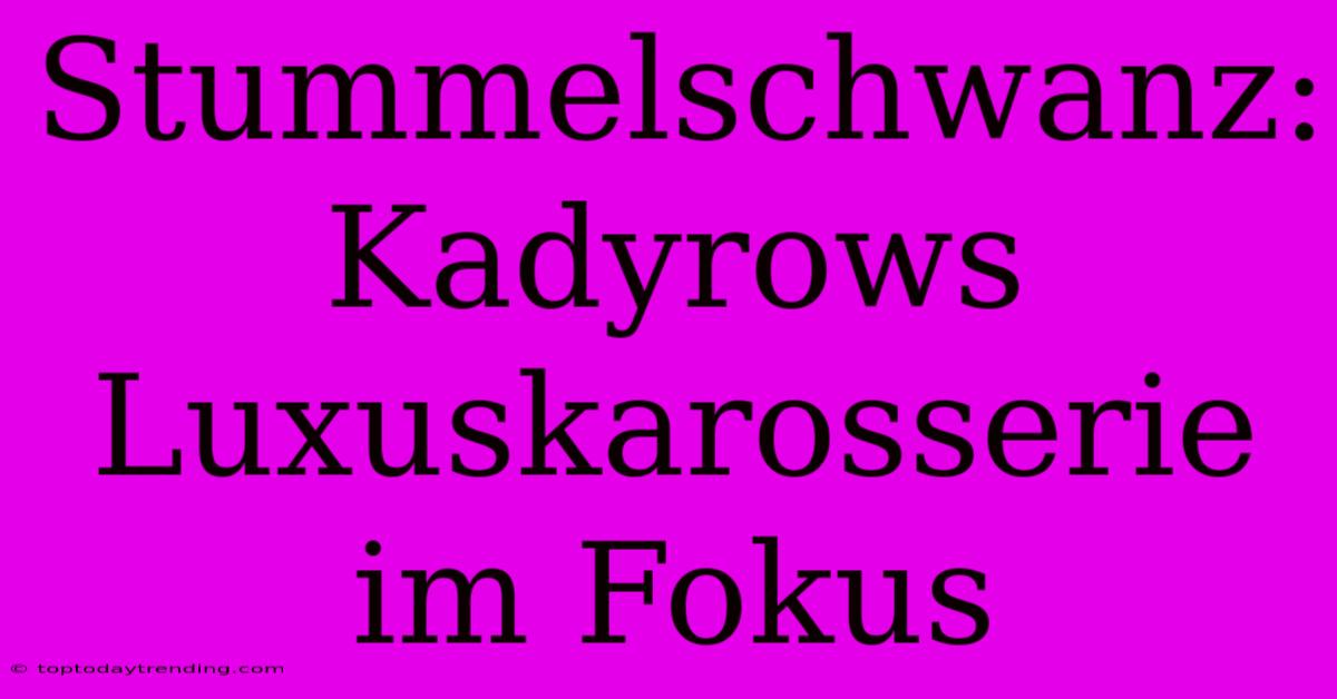 Stummelschwanz: Kadyrows Luxuskarosserie Im Fokus