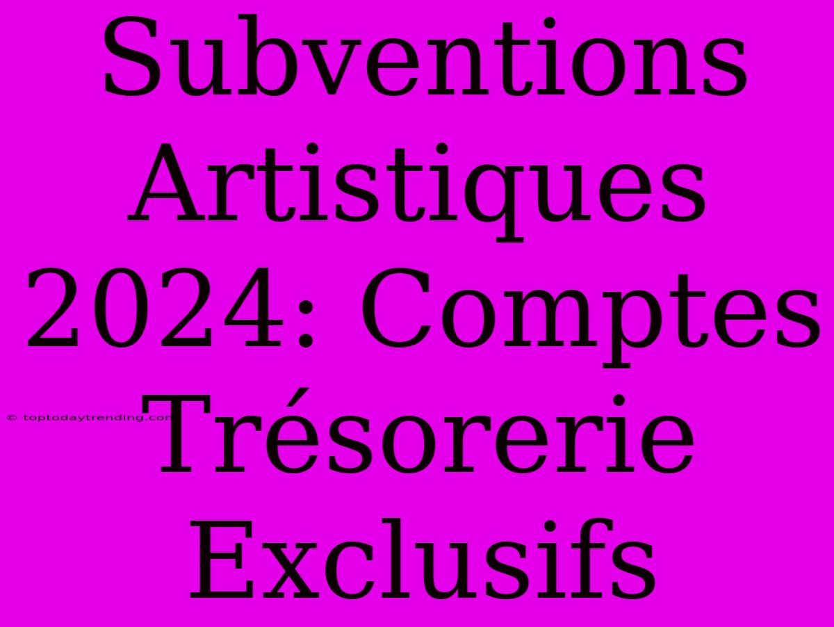 Subventions Artistiques 2024: Comptes Trésorerie Exclusifs