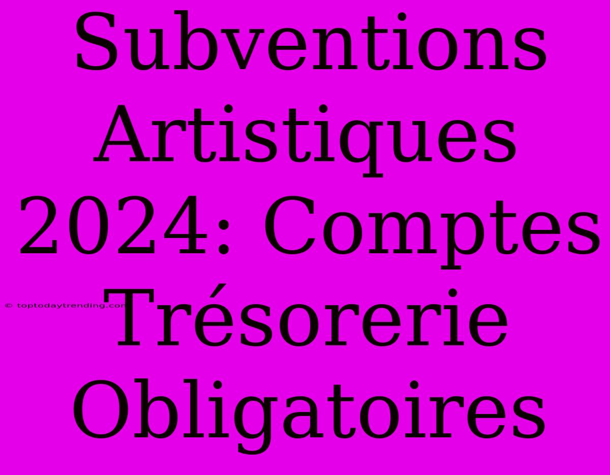 Subventions Artistiques 2024: Comptes Trésorerie Obligatoires