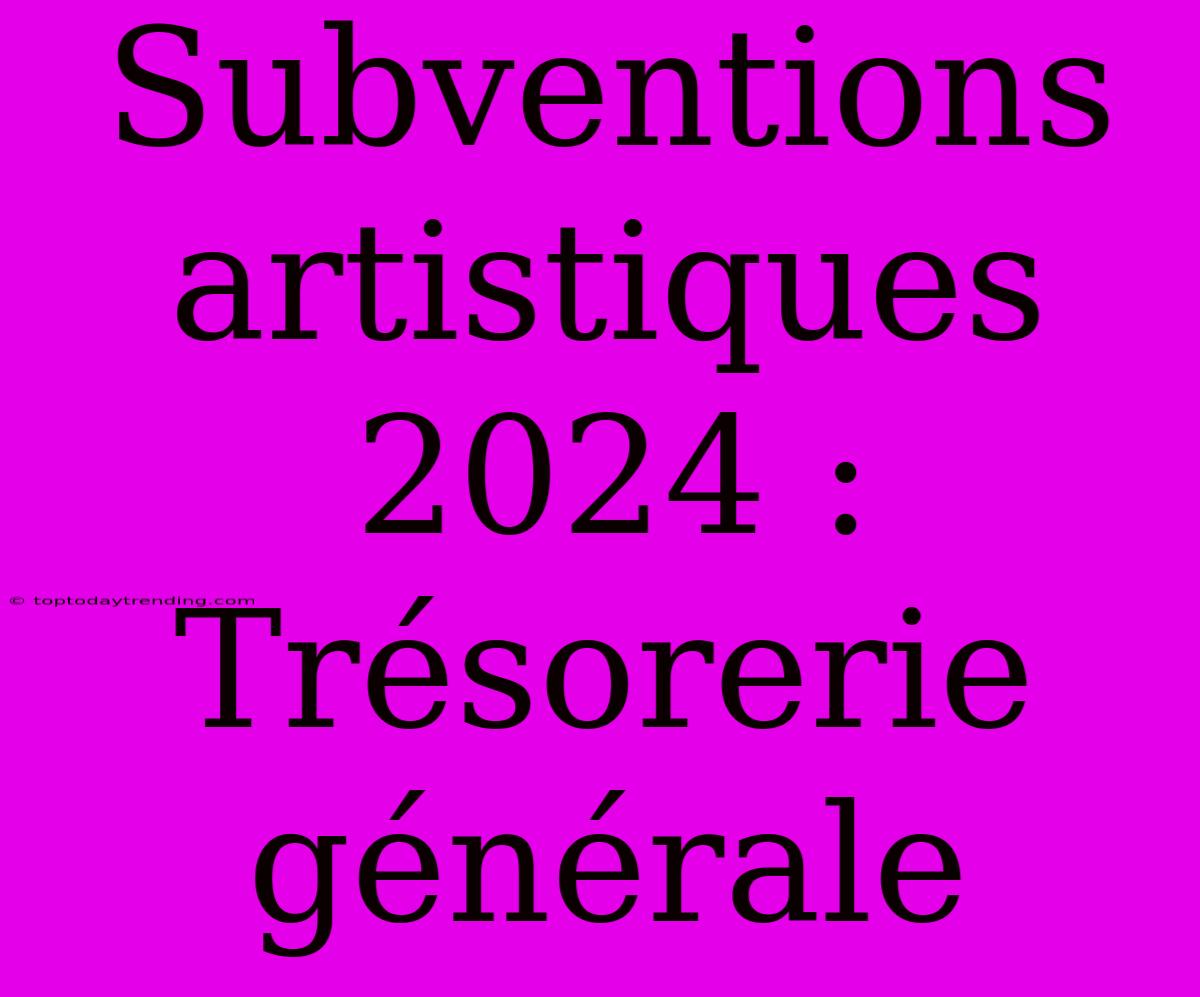 Subventions Artistiques 2024 : Trésorerie Générale