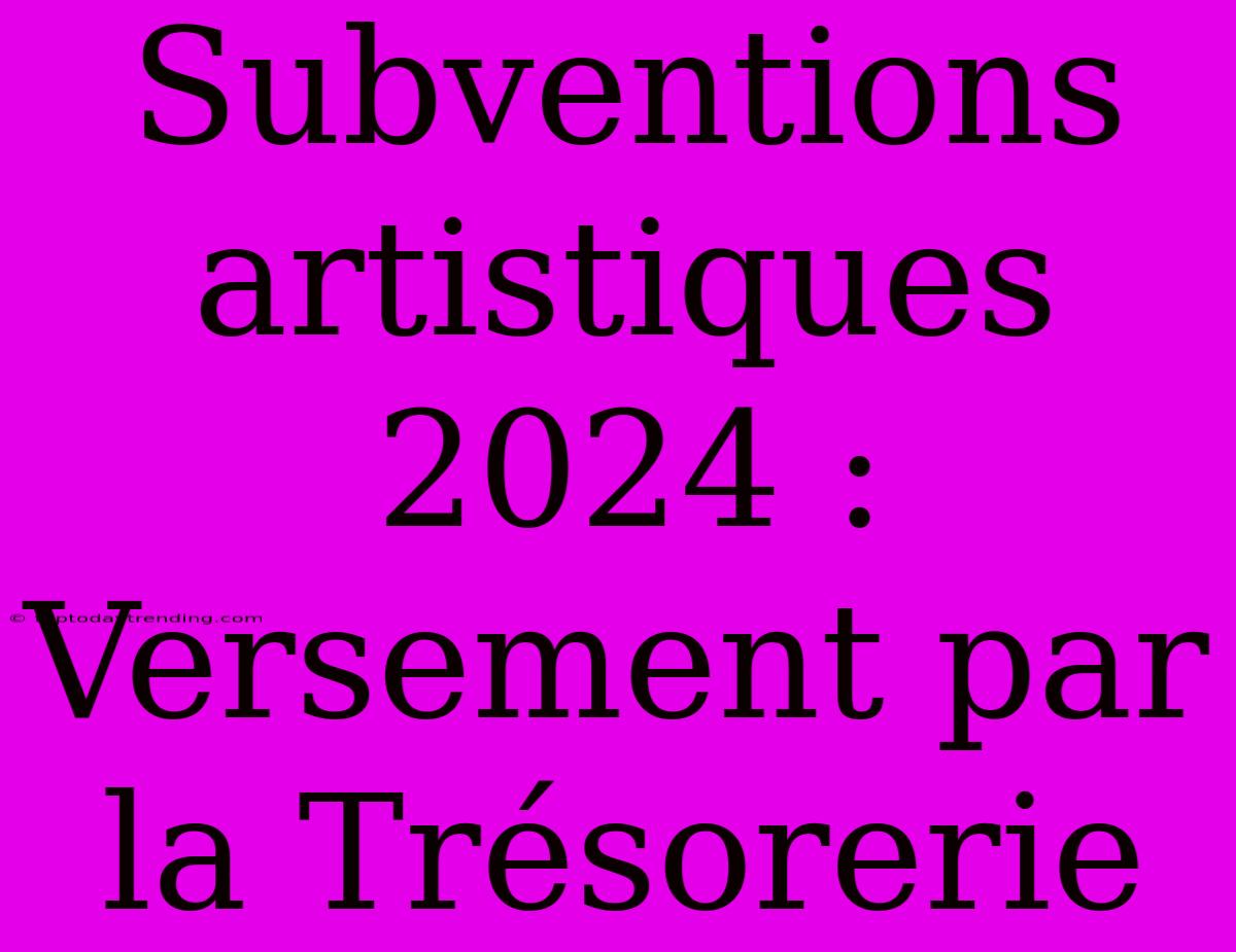 Subventions Artistiques 2024 : Versement Par La Trésorerie