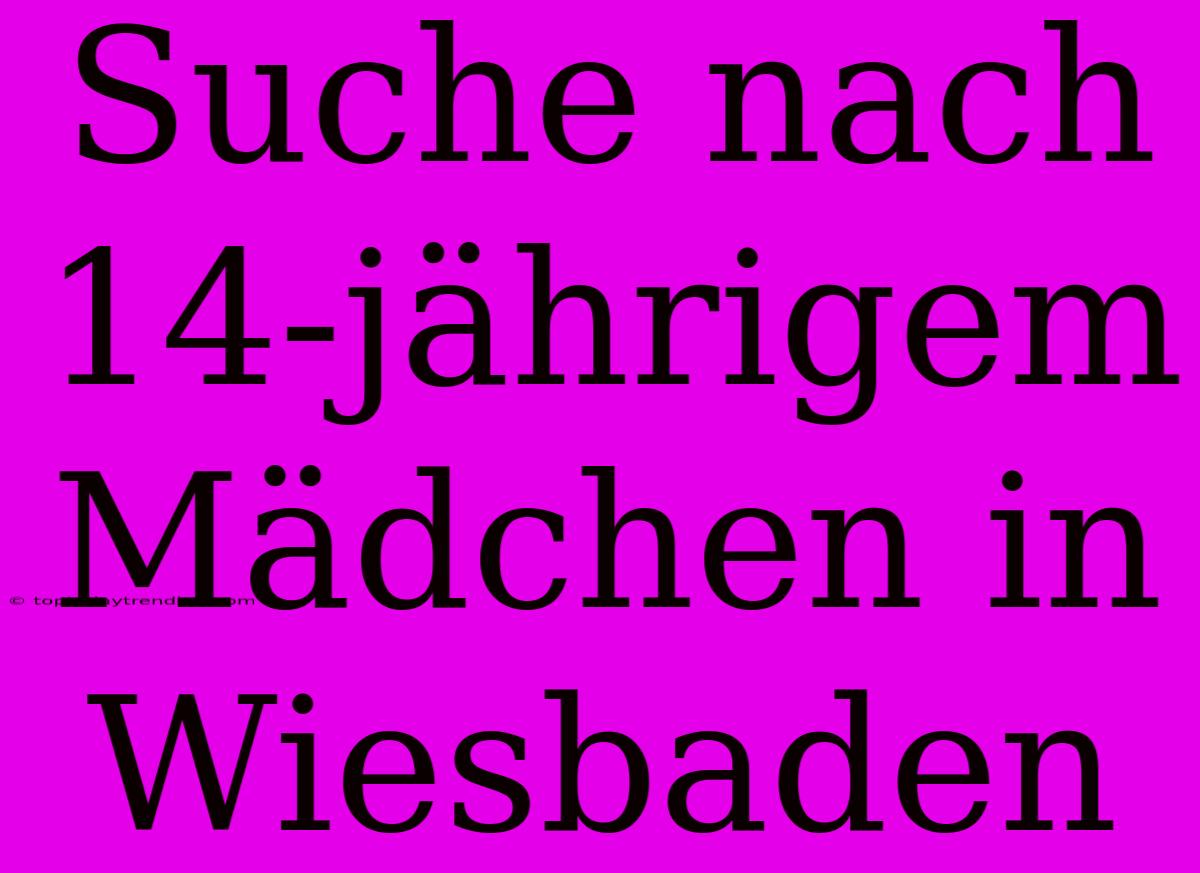 Suche Nach 14-jährigem Mädchen In Wiesbaden