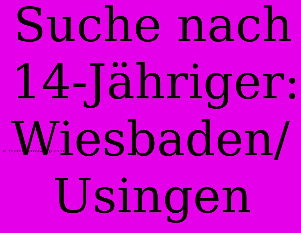 Suche Nach 14-Jähriger: Wiesbaden/Usingen