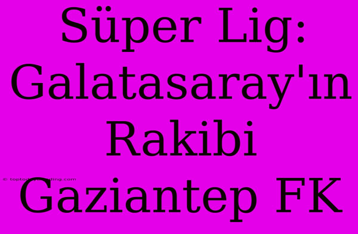 Süper Lig: Galatasaray'ın Rakibi Gaziantep FK