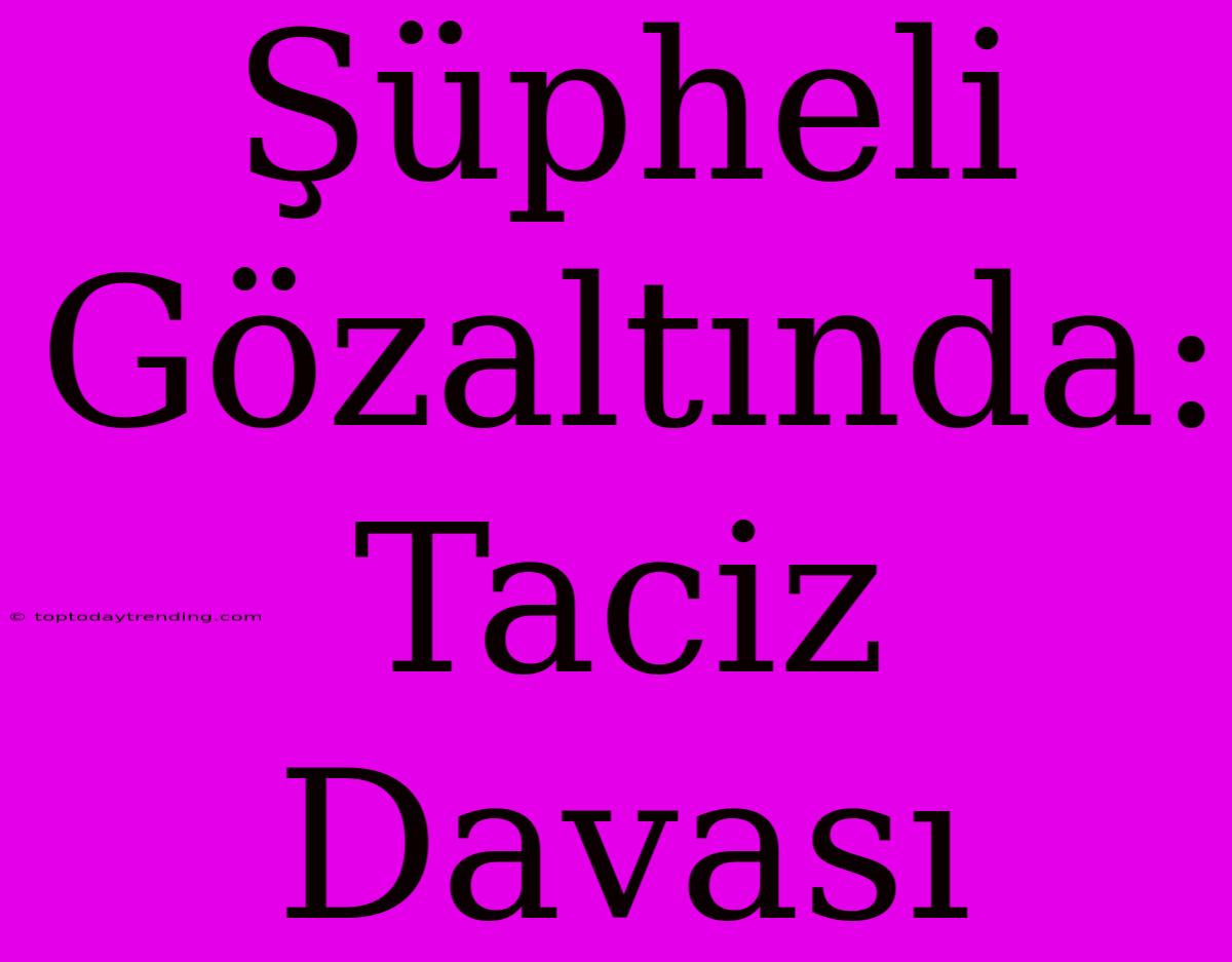 Şüpheli Gözaltında: Taciz Davası