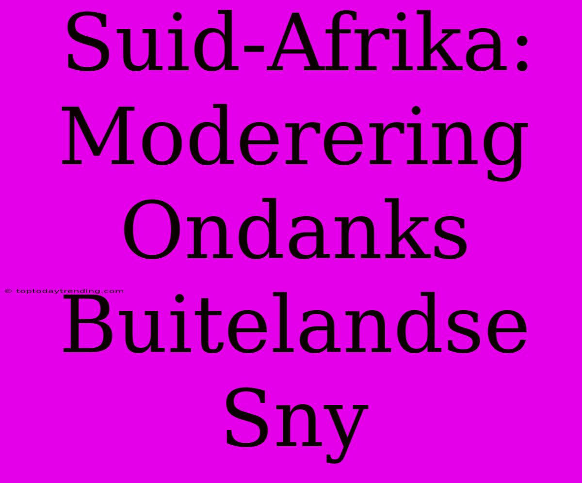 Suid-Afrika: Moderering Ondanks Buitelandse Sny