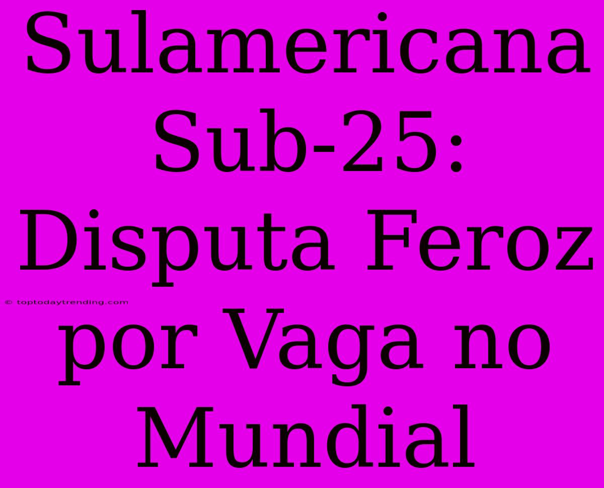 Sulamericana Sub-25: Disputa Feroz Por Vaga No Mundial