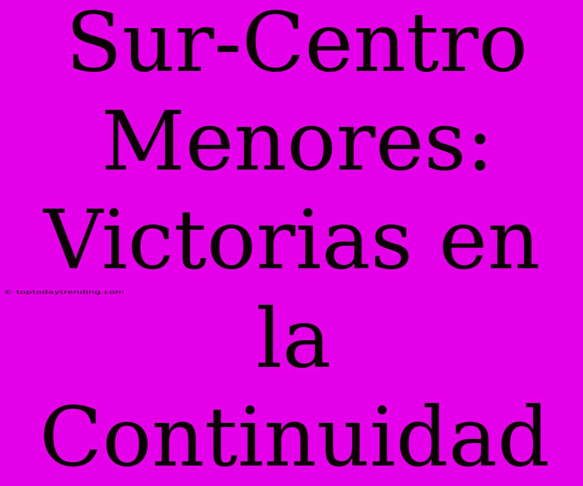 Sur-Centro Menores: Victorias En La Continuidad