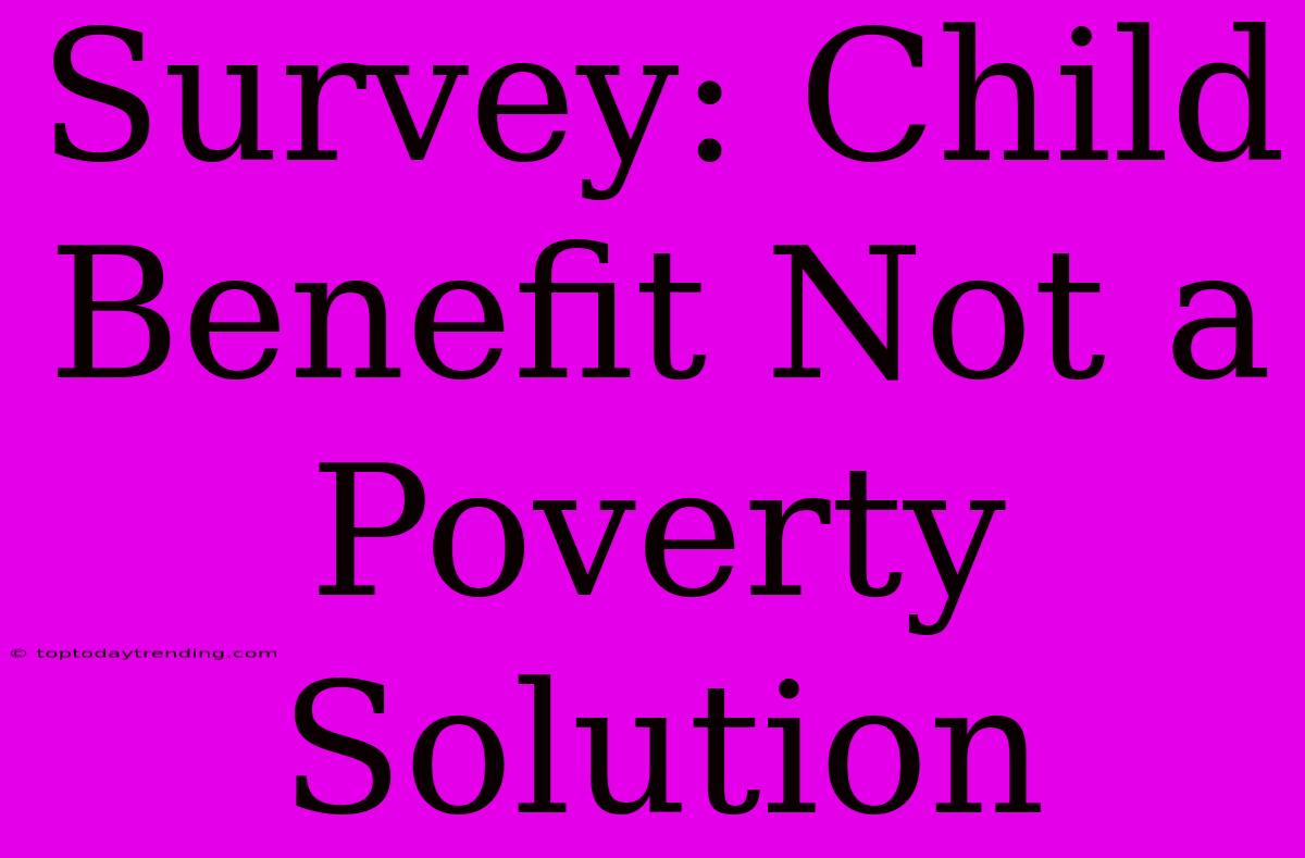 Survey: Child Benefit Not A Poverty Solution