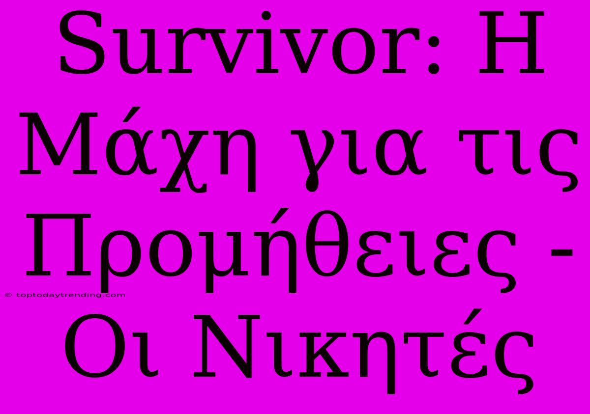 Survivor: Η Μάχη Για Τις Προμήθειες - Οι Νικητές