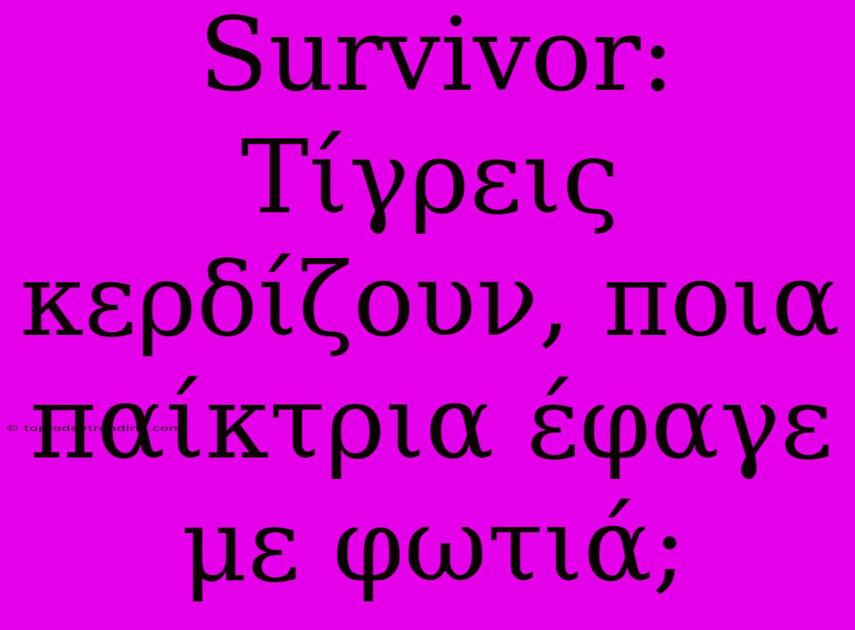 Survivor: Τίγρεις Κερδίζουν, Ποια Παίκτρια Έφαγε Με Φωτιά;