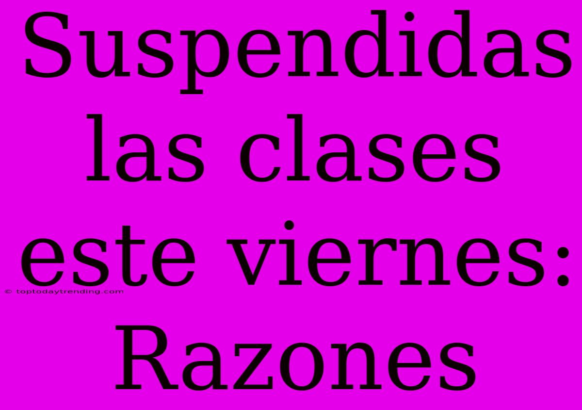 Suspendidas Las Clases Este Viernes: Razones