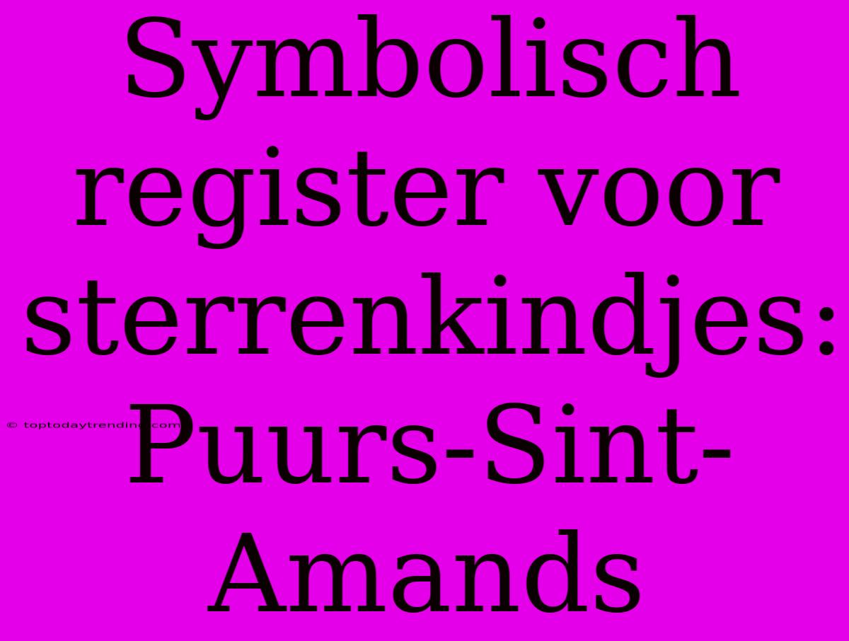 Symbolisch Register Voor Sterrenkindjes: Puurs-Sint-Amands