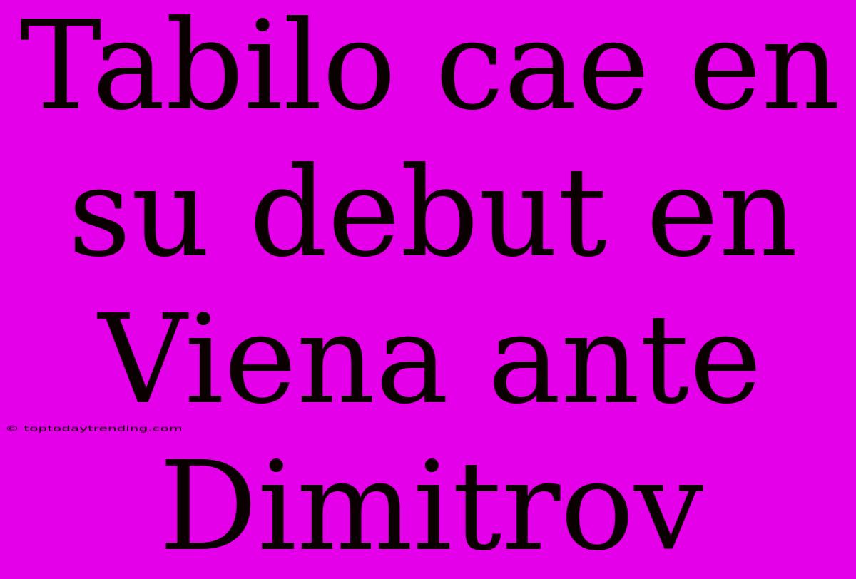 Tabilo Cae En Su Debut En Viena Ante Dimitrov