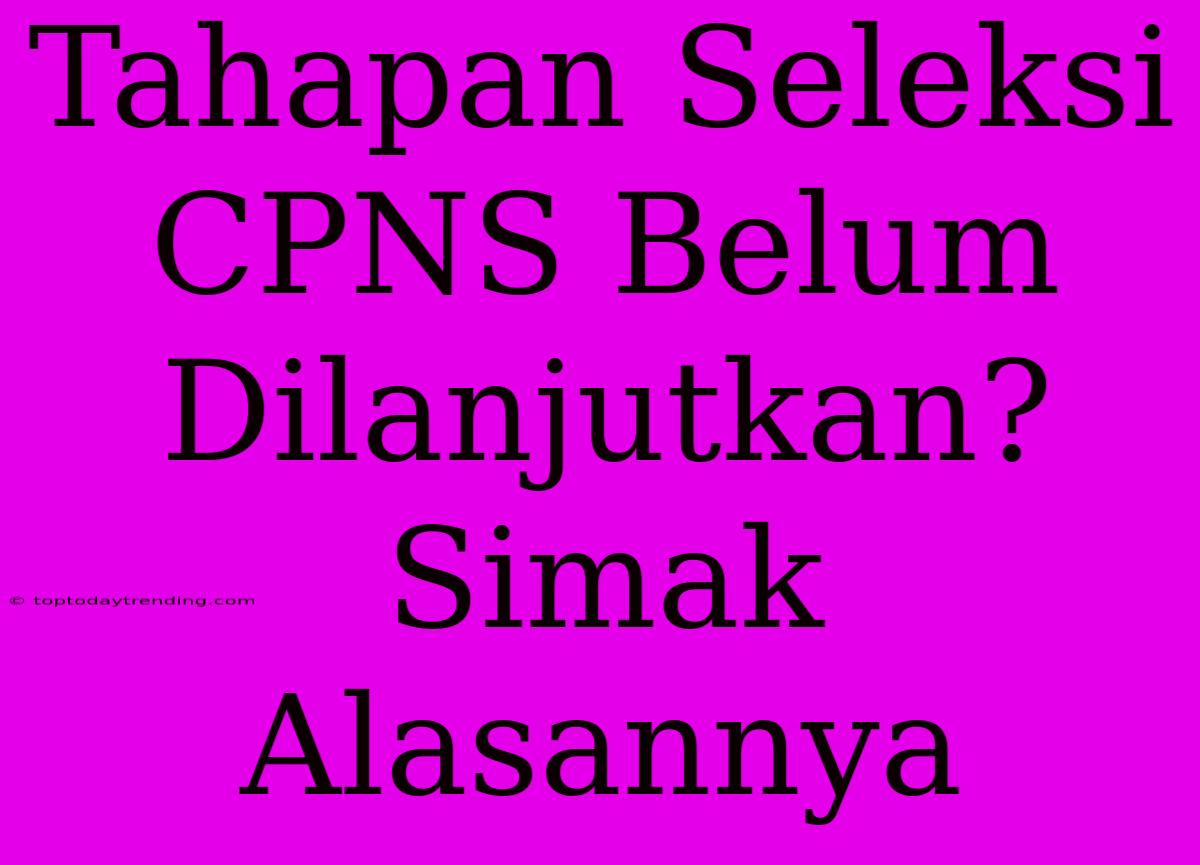 Tahapan Seleksi CPNS Belum Dilanjutkan? Simak Alasannya