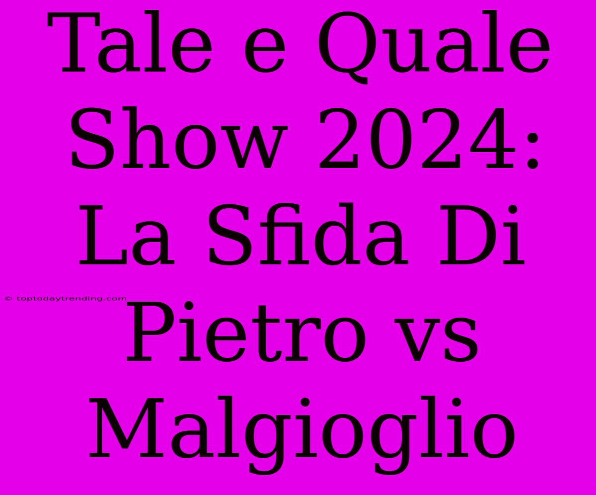 Tale E Quale Show 2024: La Sfida Di Pietro Vs Malgioglio